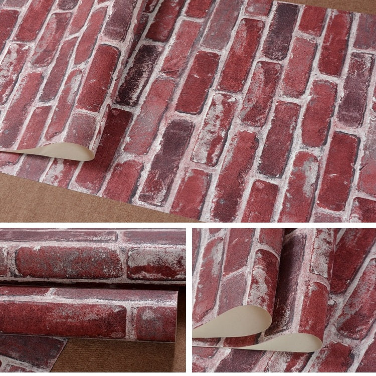 Multi-Color Vinyl Rustic Faux Brick Wallpaper