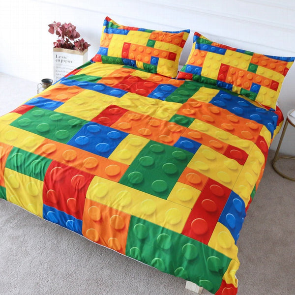 Colorful Kids 2 3 Piece Lego Print Duvet Cover Bedding Set Decorzee