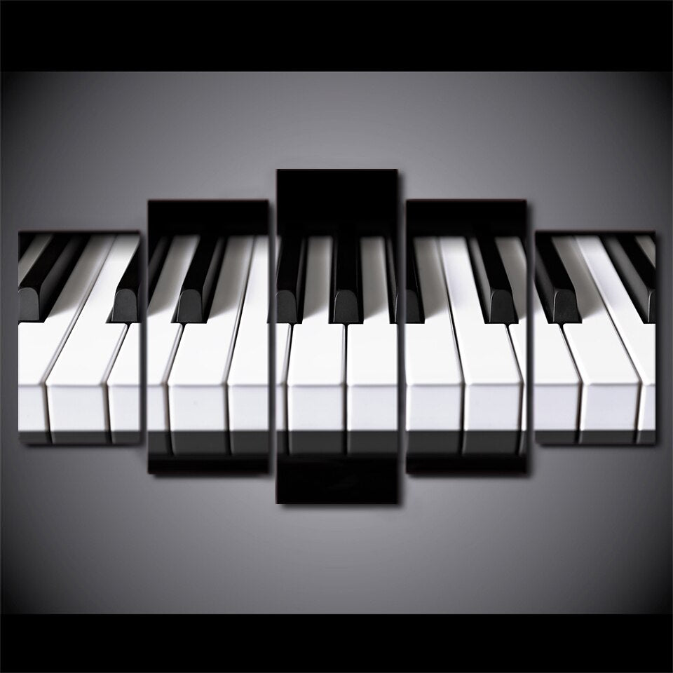 5-Piece Black & White Piano Keys Canvas Wall Art