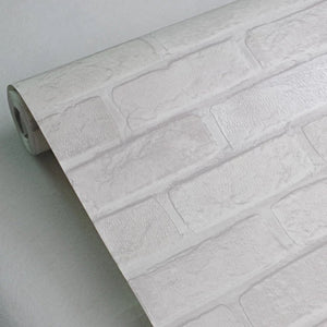 Light Gray 3D Embossed Vinyl Brick Wallpaper