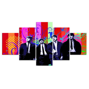 5-Piece Colorful Abstract Beatles Music Canvas Wall Art