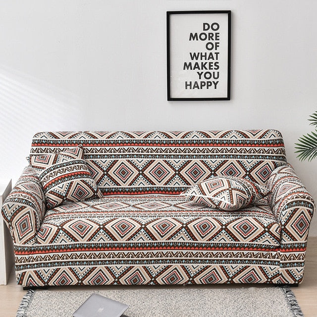 Beige / Orange Native Aztec Pattern Sofa Couch Cover