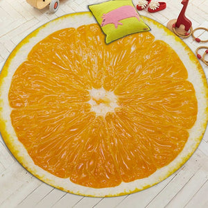 Round Printed Fruit Slice Floor Mat Rug