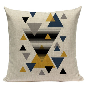 18" Yellow Nordic Geometric Elements Pillow Cover