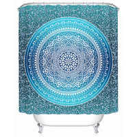 Blue Bohemian Mandala Bathroom Shower Curtain