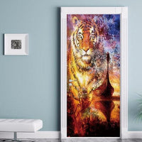 Colorful Mystical Tiger 3D Door Mural Sticker