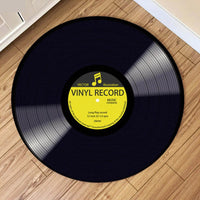 Round Retro Vinyl Record Print Floor Mat Rug
