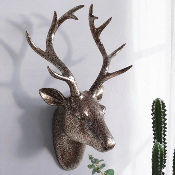 17" Wall-Mounted Modern Resin Deer Head Sculpture