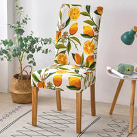 White Orange Citrus Fruit Pattern Dining Chair Cover