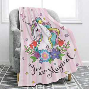 Pink You Are Magical Unicorn Fleece Throw Blanket