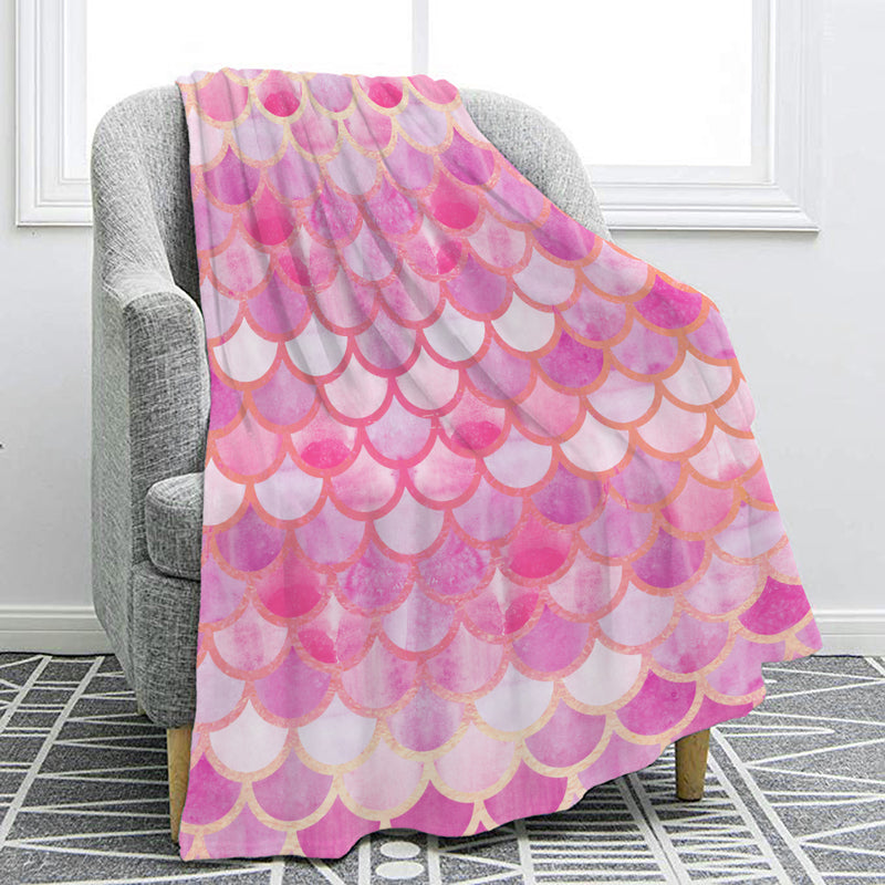 Magical Mermaid Scale Pattern Fleece Throw Blanket