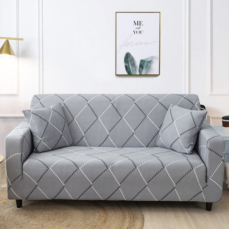 Blue / Gray Plaid Pattern Sofa Couch Cover – Decorzee