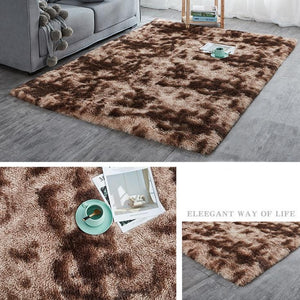Brown 2-Tone Faux Fur Plush Shag Area Rug Floor Mat
