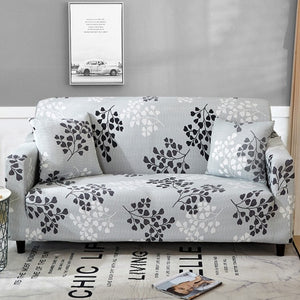 Gray Floral Branch Pattern Sofa Couch Cover