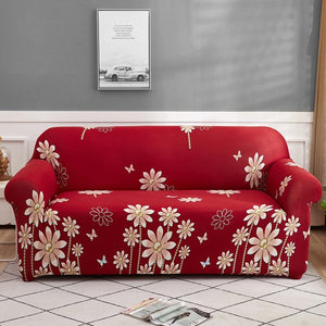 Red Flower Butterfly Print Sofa Couch Cover