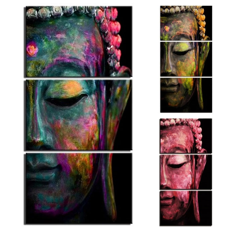 3-Piece Abstract Buddha Face Canvas Wall Art
