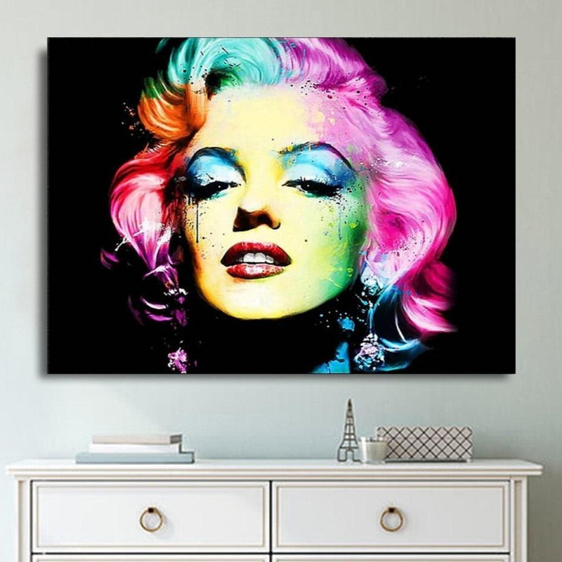 Colorful Abstract Marilyn Monroe Portrait Canvas Wall Art