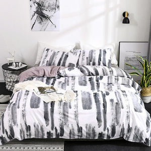 Black & White 3-Piece Abstract Stripe Pattern Duvet Set