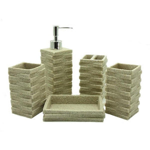 5-Piece Square Stack Design Resin Bathroom Accessory Set