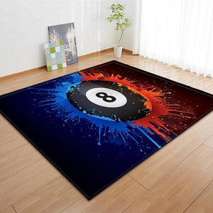 Black Eight Ball Splatter Print Area Rug Floor Mat