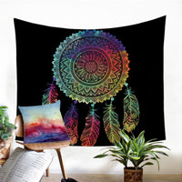 Black Bohemian Rainbow Dreamcatcher Wall Tapestry