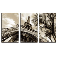 3-Piece Black & White Paris Eiffel Tower Sky Canvas Wall Art