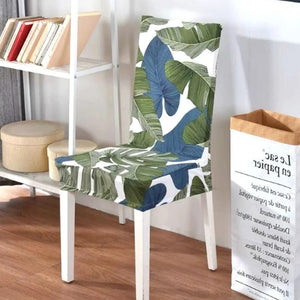 Green / Blue Palm Leaf Pattern Dining Chair Cover