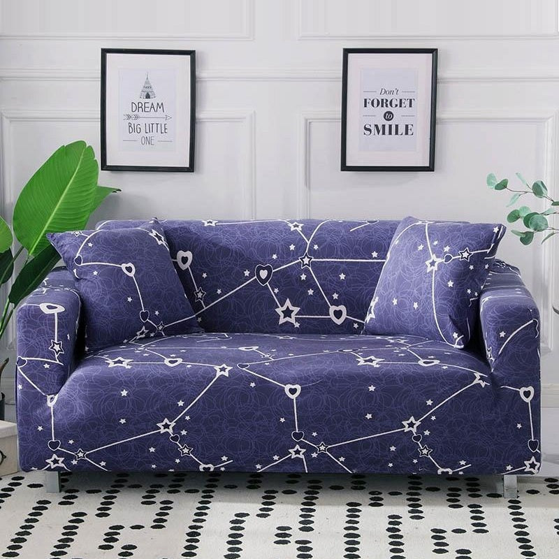 Blue Heart / Star Constellation Pattern Sofa Couch Cover