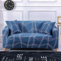 Blue Abstract Striped Wave Pattern Sofa Couch Cover