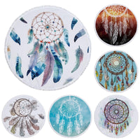 Round Boho Dreamcatcher Print Beach Towel