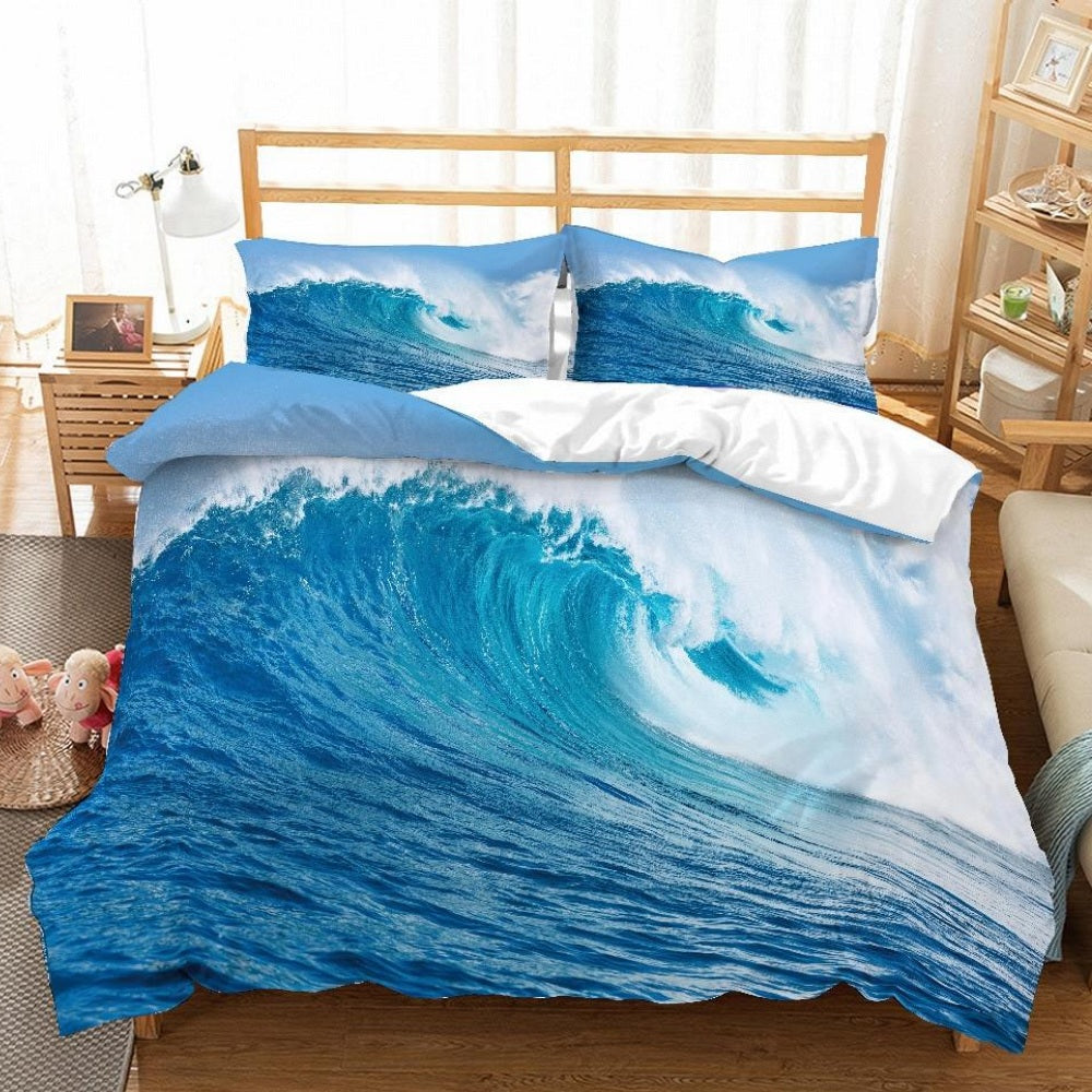 2/3-Piece Breaking Ocean Wave Print Duvet Cover Set