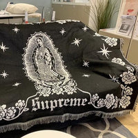 Knitted Christian Virgin Mary Sofa Throw Cover Tapestry