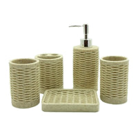 5-Piece Circular Ribbed Resin Bathroom Accessory Set