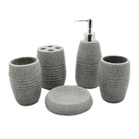 5-Piece Circular Ribbed Resin Bathroom Accessory Set