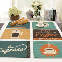 Brown / Teal Cafe Coffee Print Table Placemat