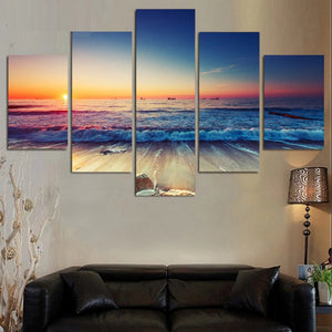 5-Piece Colorful Beach Sunset Canvas Wall Art