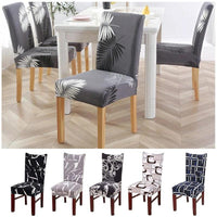 Black & White Tropical Palm Leaf Print Dining Chair Cover