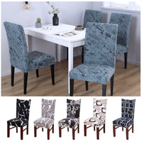 Black & White Hippie Floral Pattern Dining Chair Cover