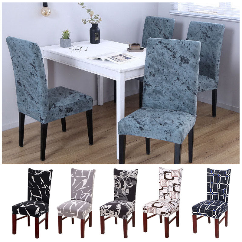 Simple Blue Fish Pattern Dining Chair Cover
