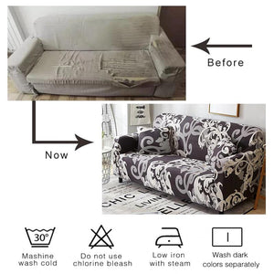 Gray / Black Geometric Line Pattern Sofa Couch Cover