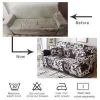 Gray & White Floral Medallion Pattern Sofa Couch Cover