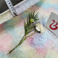 Rainbow Faux Fur Polychrome Plush Shag Area Rug Floor Mat