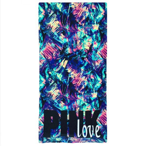 Pink Fluorescent Palm Leaf Print Beach Towel