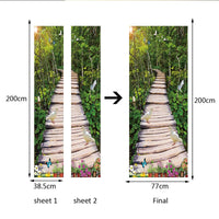 Wood Forest Pathway 3D Door Mural Sticker