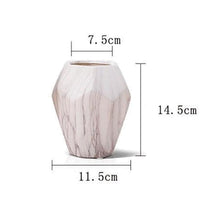 White Marble Ceramic Hexagon Geometric Flower Vase
