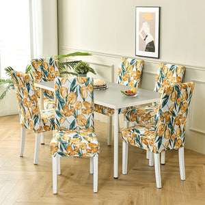 Golden Tulip Floral Pattern Dining Chair Cover