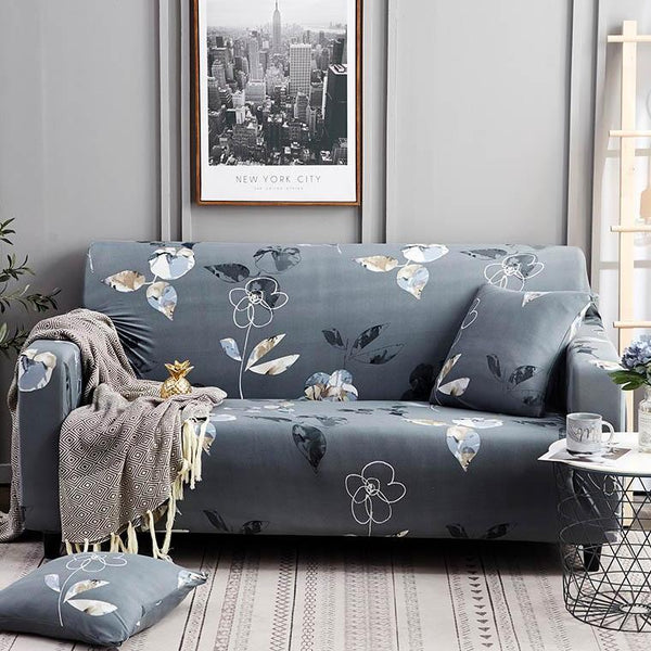 Blue Gray Abstract Fl Pattern Sofa