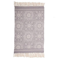 Woven Gray Floral Mandala Pattern Accent Throw Rug