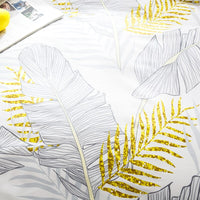 Gray / Gold 3-Piece Palm Leaf Pattern Duvet Cover Set