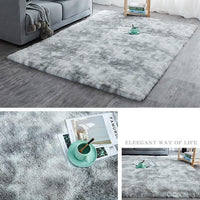 Gray 2-Tone Faux Fur Plush Shag Area Rug Floor Mat